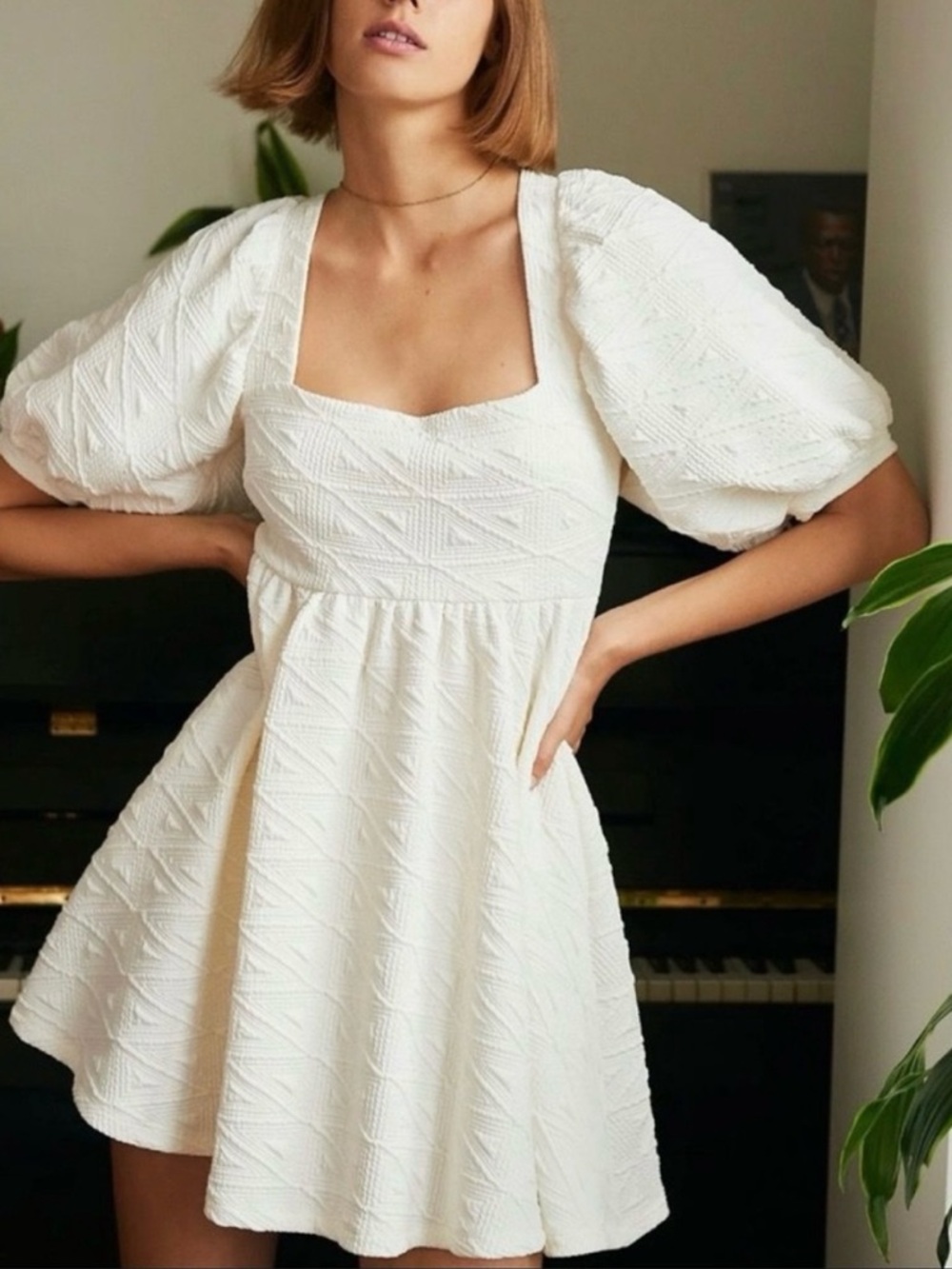 FREE PEOPLE Violet Puff Sleeve Mini Dress